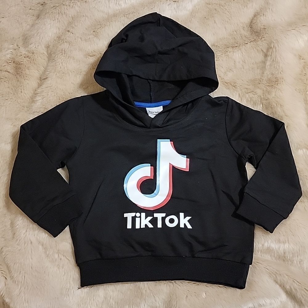 ROCO BABY BLACK "TikTok" HOODIE, SIZE 90 - 2T - NEW!
